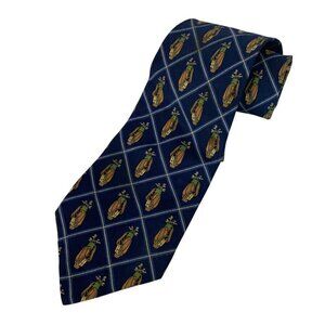 Vintage Tommy Hilfiger Mens Tie Golf Clubs Bag Navy Blue Imported Silk USA